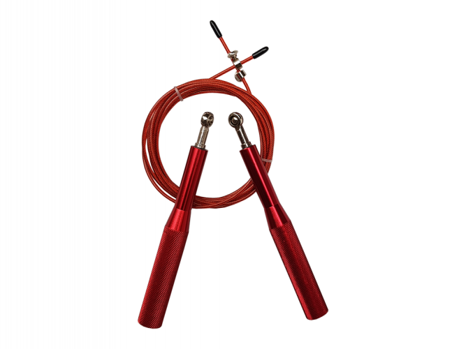 Aluminium speed rope - ergonomic handle - Colour: Red