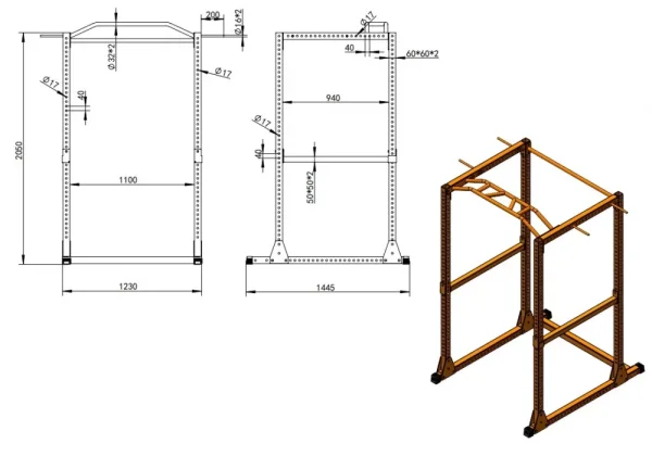 Pro Squat Rack 4000 - dimension