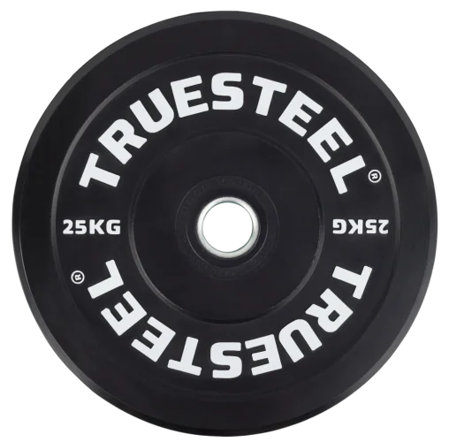 Černé bumper kotouče - Váha: 25 kg - logo TRUESTEEL