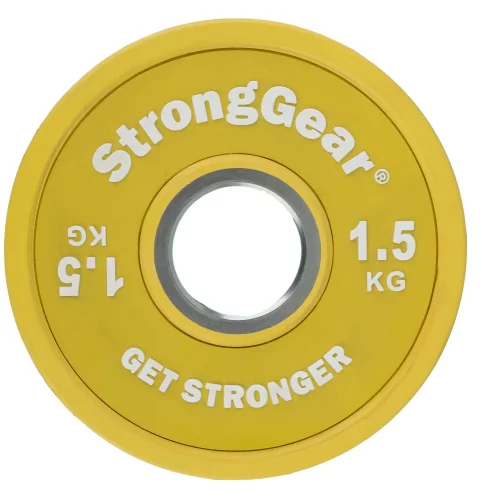 Gummierte hantelscheiben 1.5 kg gelbe Farbe StrongGear