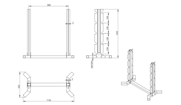 Beast Barbell Rack TrueSteel dimensions