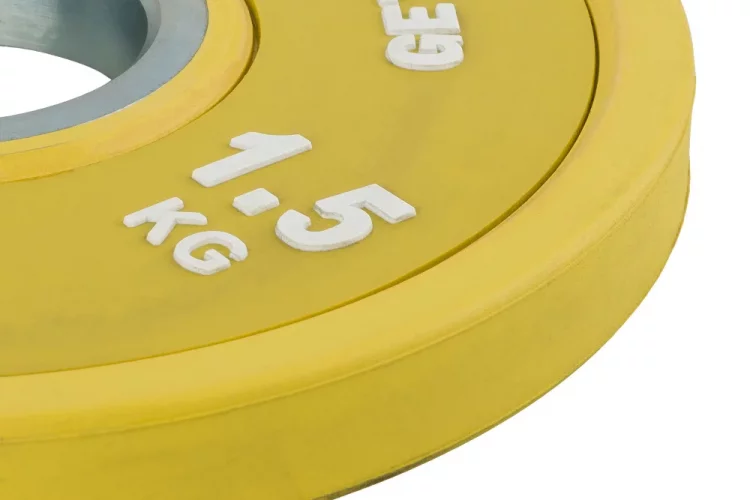 Gummierte hantelscheiben 1.5 kg gelb StrongGear - detail