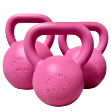 Růžový ocelový Kettlebell 4 kg - 36 kg