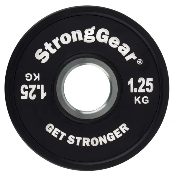 Gummierte hantelscheiben 1.25 kg Schwarze Farbe StrongGear