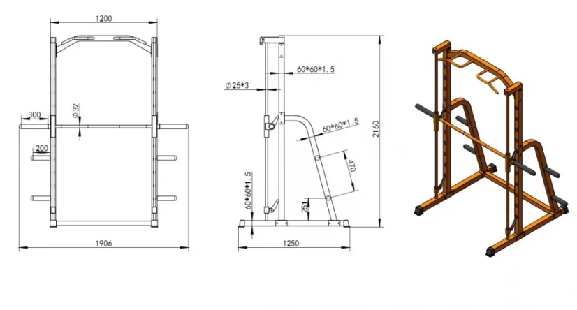 Posilovací stroj Multipress StrongGear rozměry