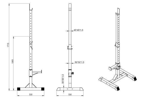 Pro Squat Rack StrongGear dimensions