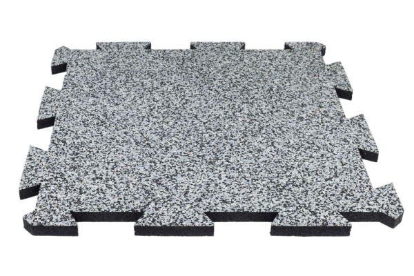Dvouvrstvá gumová podlaha do fitness - Tloušťka podlahy: 520x520x20 mm, EPDM Sandwich Bílo/Šedo/Černý