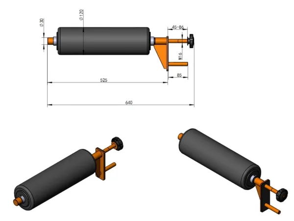 TrueSteel training roller - dimensions